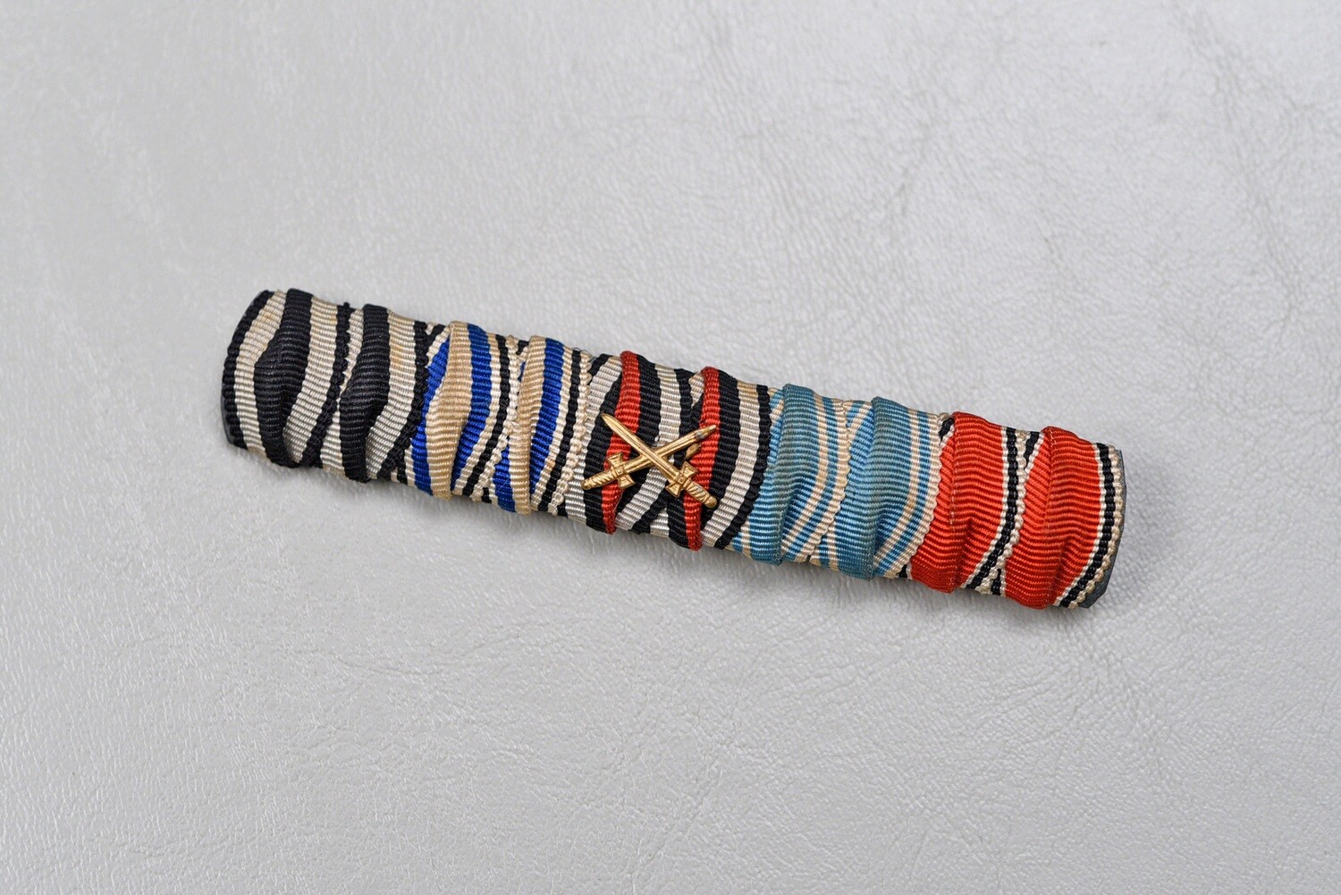 WWI GERMAN 1914 IRON CROSS/BAVARIAN WAR MERIT CROSS 5-PLACE RIBBON BAR