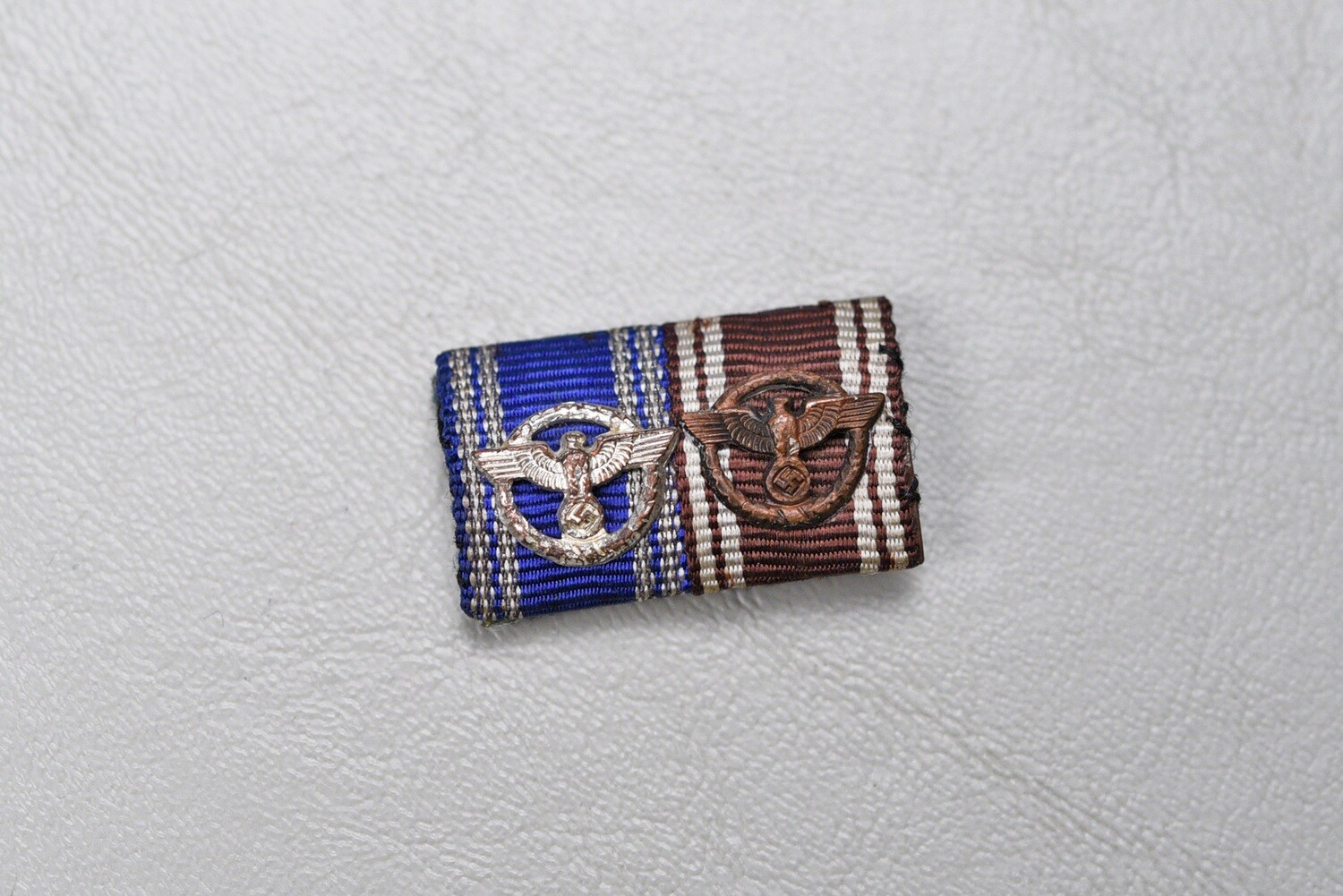 WWII GERMAN 10 &amp; 15-YEAR NSDAP SERVICE MEDAL 2-PLACE RIBBON BAR w/DEVICES