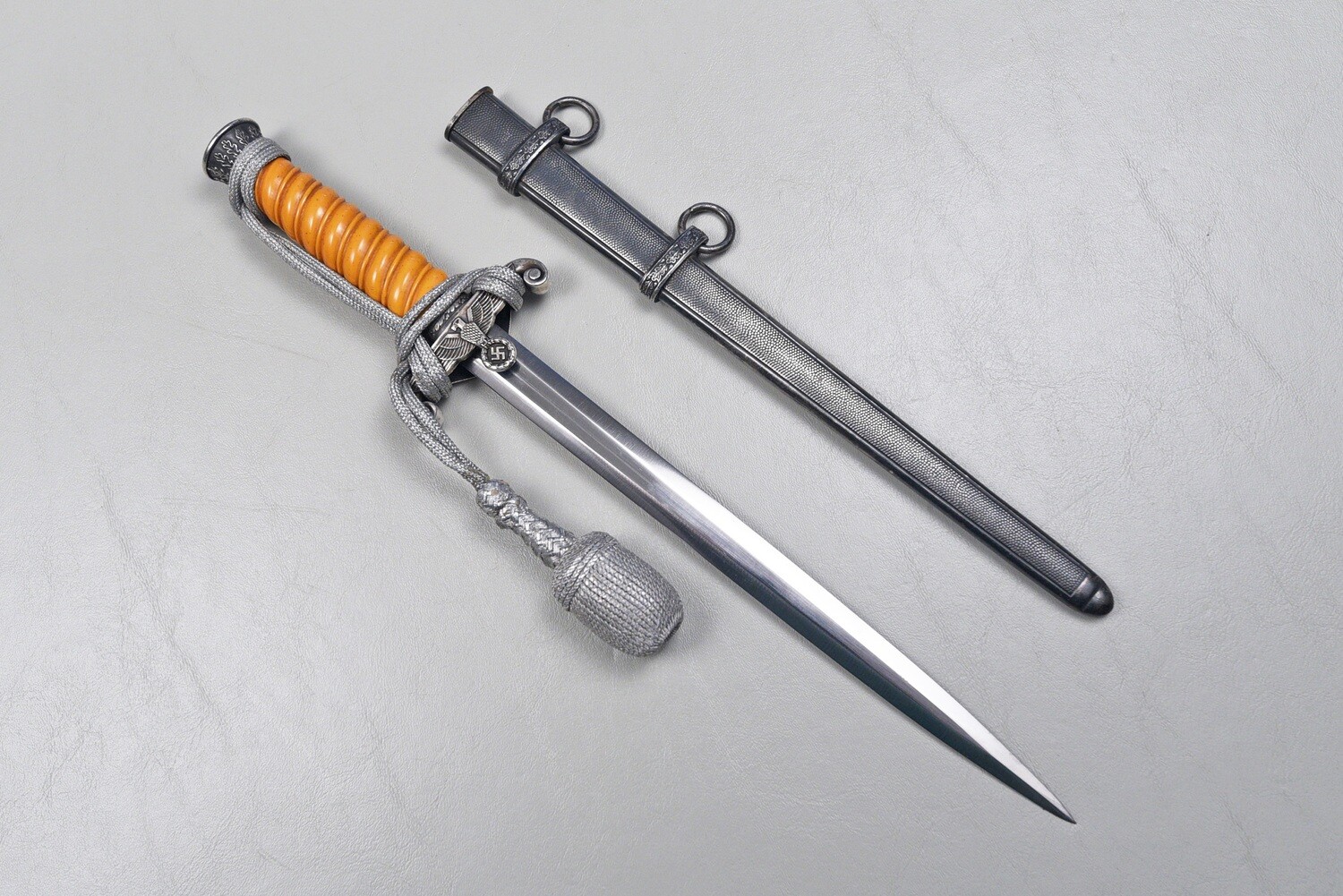 WWII GERMAN ARMY OFFICER&#39;S DAGGER BY H. KOLPING - w/ORANGE GRIP &amp; KNOT