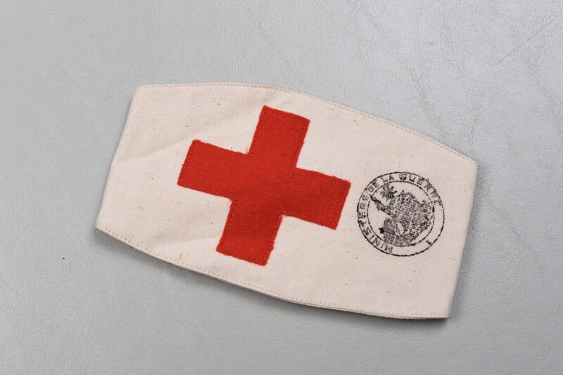 WWI FRENCH MEDICAL RED CROSS ARMBAND w/ISSUE STAMP WWI FRENCH MEDICAL RED CROSS ARMBAND w/ISSUE STAMP