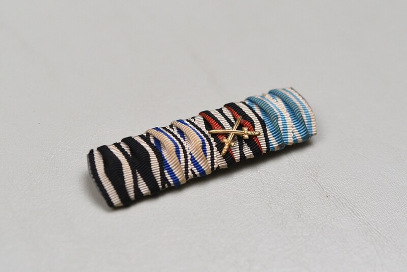 WWI GERMAN 1914 IRON CROSS/BAVARIAN WAR MERIT CROSS 4-PLACE RIBBON BAR