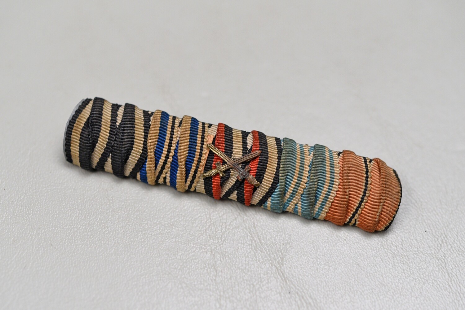 WWI GERMAN 1914 IRON CROSS/BAVARIAN WAR MERIT CROSS 5-PLACE RIBBON BAR