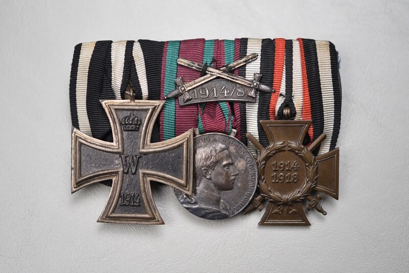 WWI GERMAN 1914 IRON CROSS/SAXE-COBURG/HINDENBURG CROSS 3-PLACE MEDAL BAR
