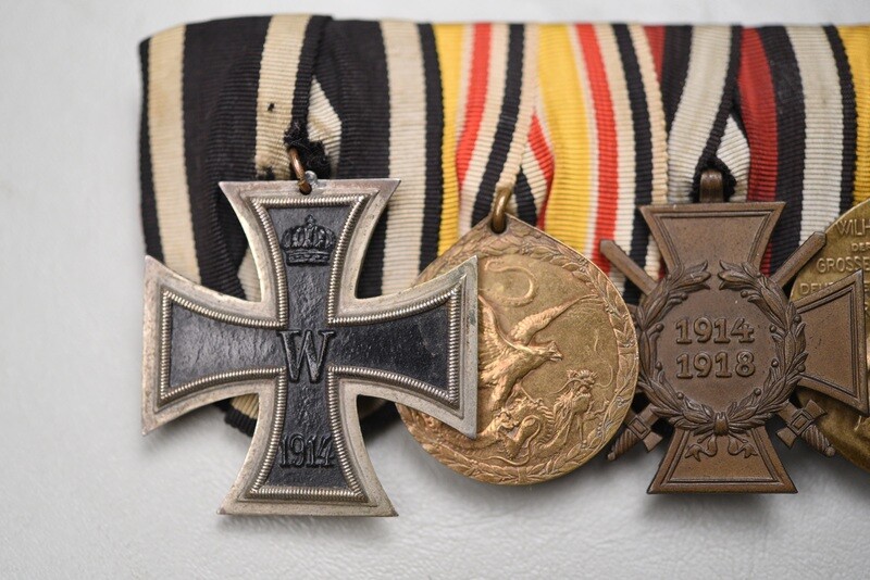 WWI IMPERIAL GERMAN 1914 IRON CROSS/1900-1901 CHINA CAMPAIGN 4-PLACE MEDAL BAR