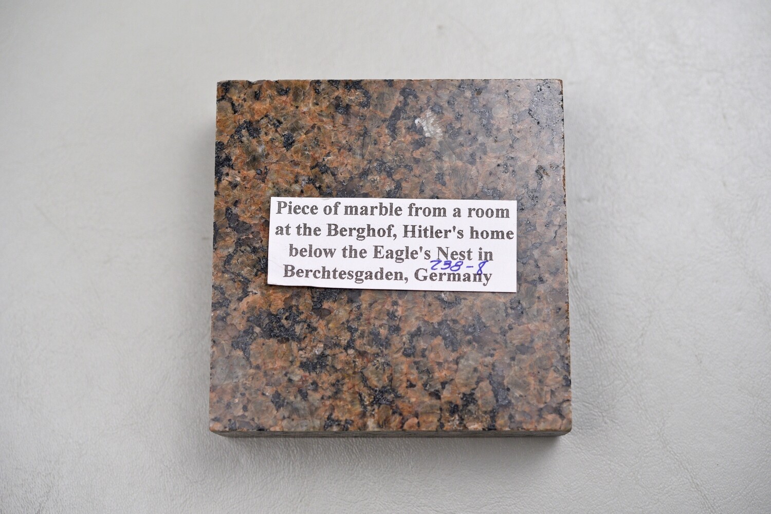WWII BLOCK OF MARBLE FROM ADOLF HITLER&#39;S BERGHOF AT BERCHTESGADEN - 4X4 INCHES