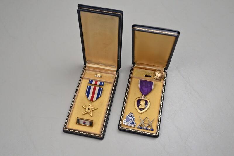 KOREAN WAR U.S. ARMY SILVER STAR/PURPLE HEART MEDAL GROUP IN CASES NAMED TO WALTER FOWLER KOREAN WAR U.S. ARMY SILVER STAR/PURPLE HEART MEDAL GROUP IN CASES NAMED TO WALTER FOWLER