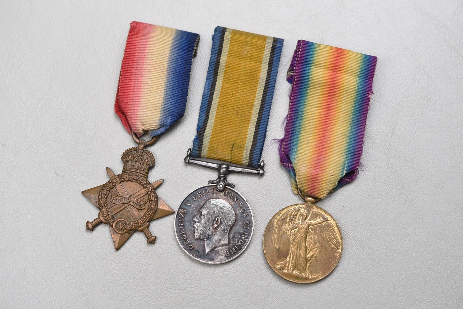 WWI BRITISH 1914-15 STAR TRIO TO 3rd DRAGOON GUARDS - ORIGINAL RIBBONS