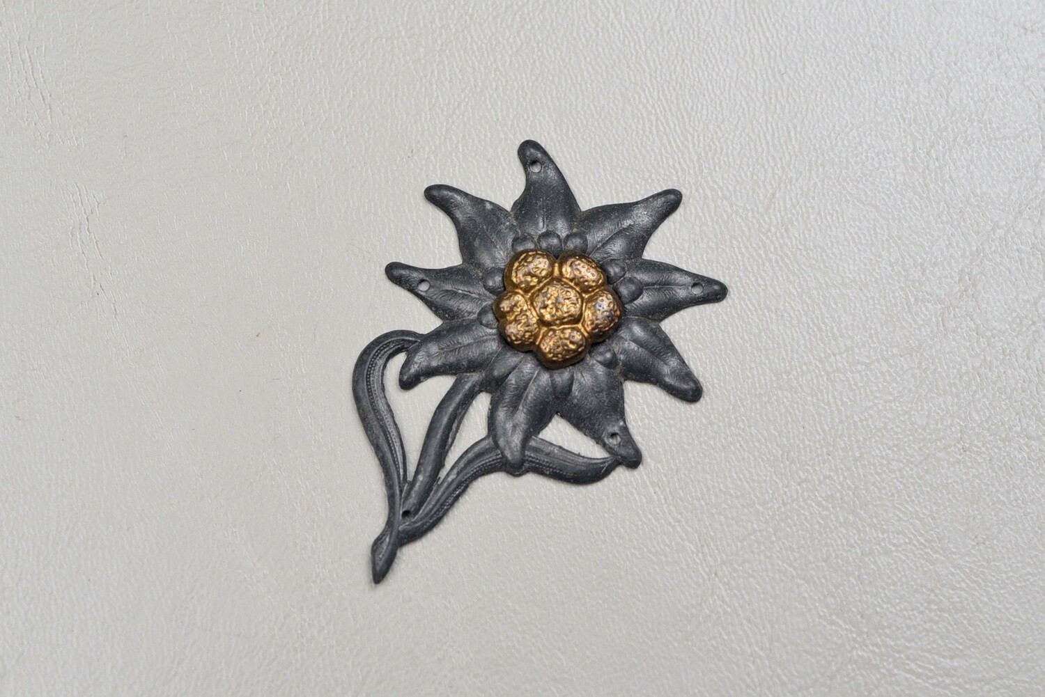 WWII GERMAN EDELWEISS MEDAL CAP INSIGNIA - 2-PIECE, MAKER MARKED &amp; DATE &#39;41&#39;