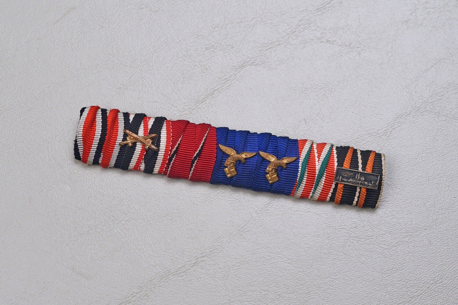 WWII GERMAN LUFTWAFFE 6-PLACE RIBBON BAR w/RUSSIA, MEMEL &amp; CZECH MEDALS - DOUBLE DRAPED
