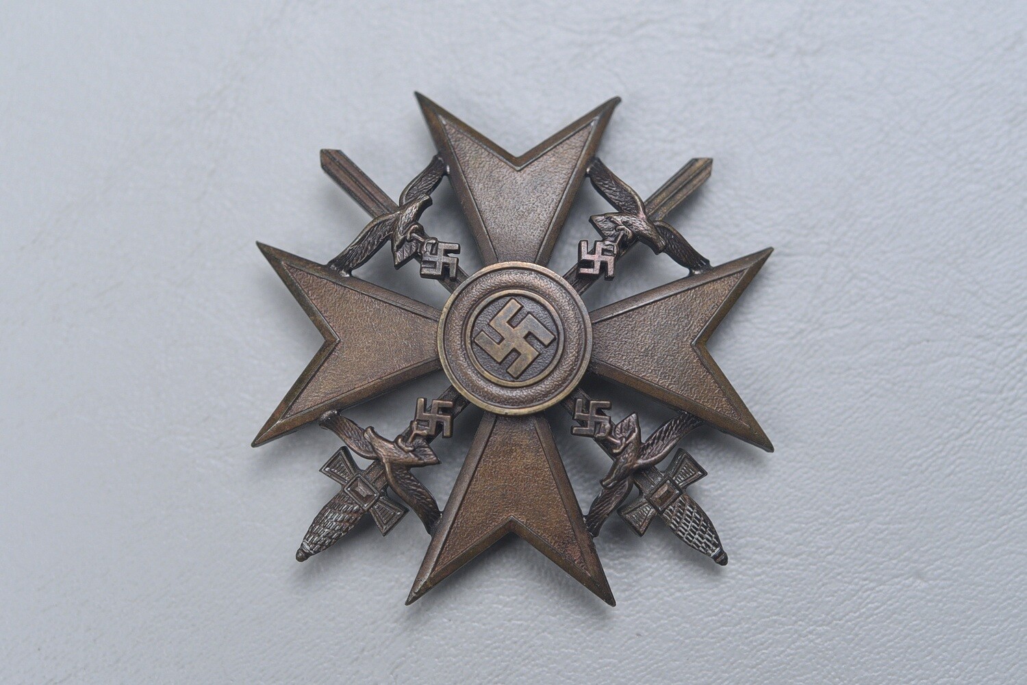 WWII GERMAN SPANISH CROSS w/SWORDS IN BRONZE