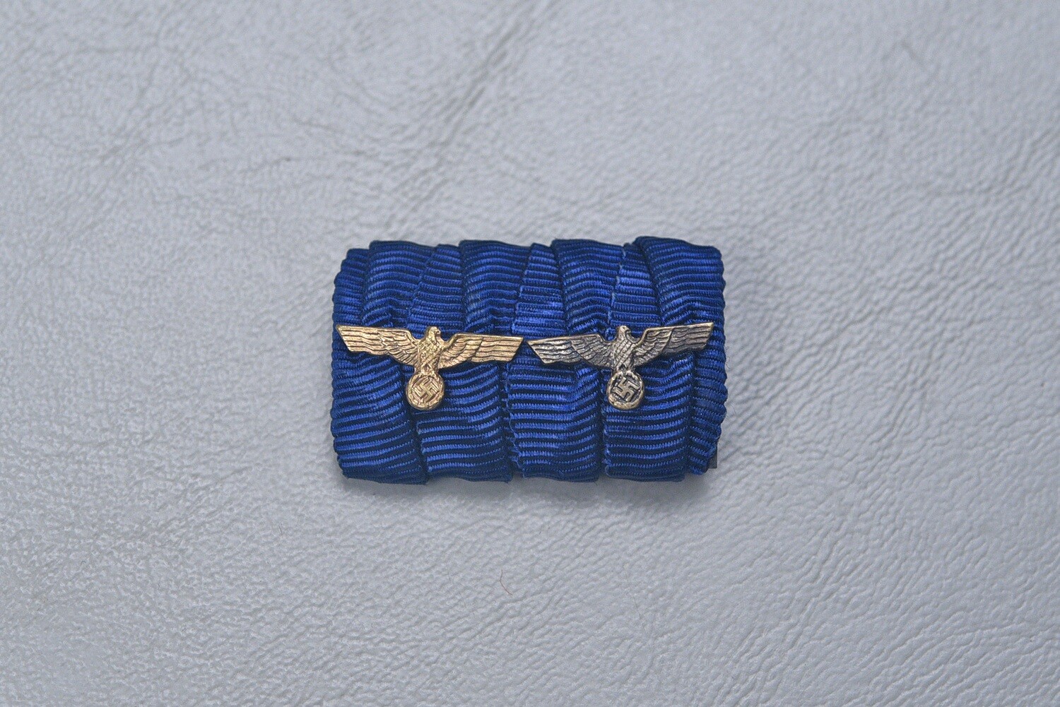 WWII GERMAN ARMY 8- &amp; 12-YEAR SERVICE 2-PLACE RIBBON BAR w/2 DEVICES - DOUBLE DRAPED