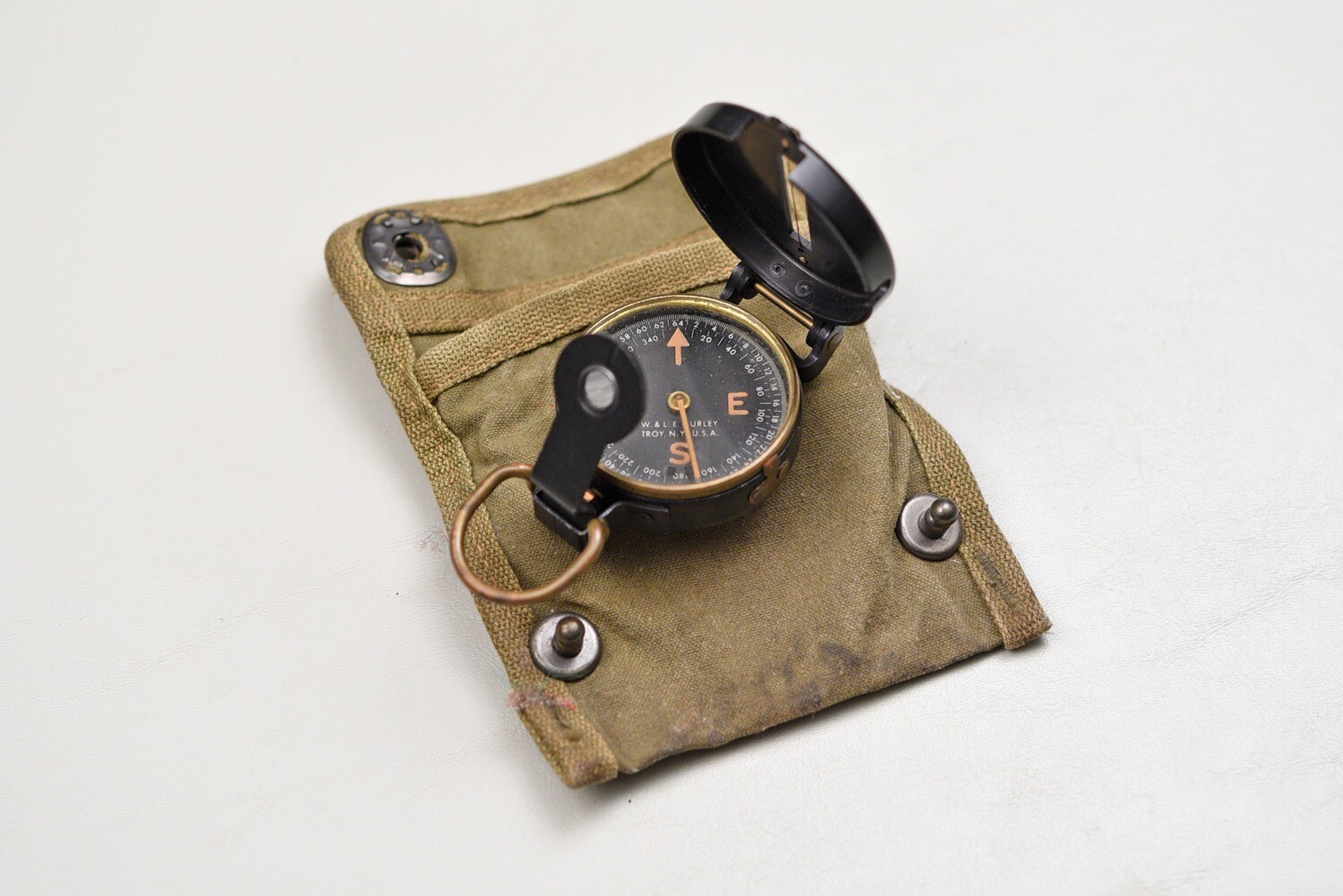 WWII U.S. LENSETIC COMPASS BY GURLEY IN WATERPROOF CASE
