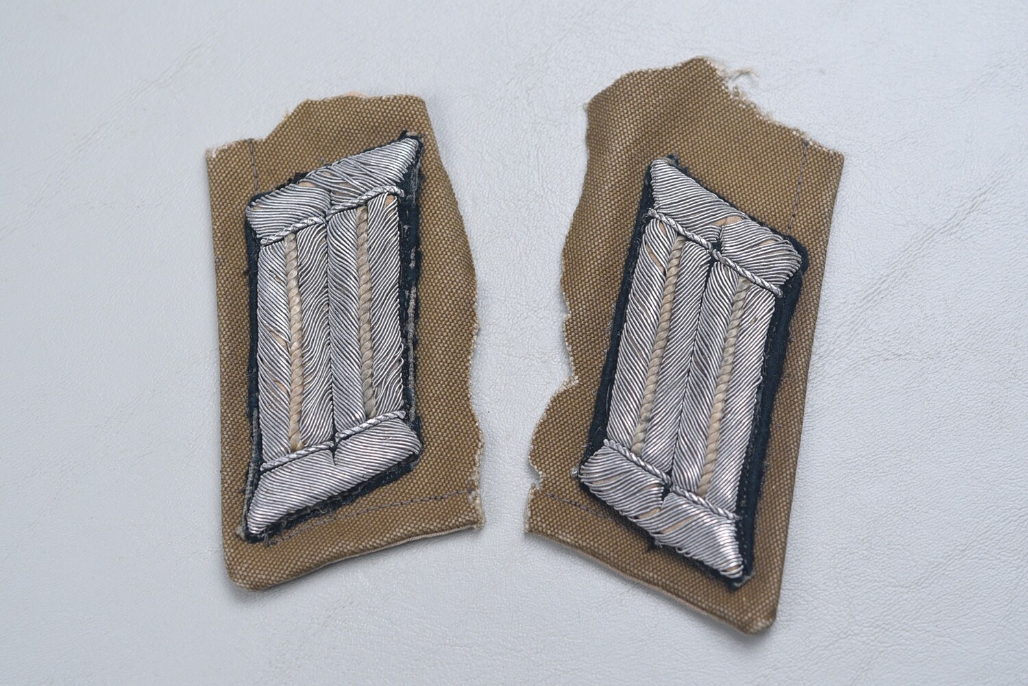 WWII GERMAN AFRIKA KORPS INFANTRY OFFICER&#39;S COLLAR TABS ON COLLAR - CUT FROM UNIFORM