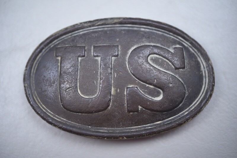 CIVIL WAR U.S. OVAL BUCKLE w/'PUPPY PAW' STUDS - PERFECT DUG EXAMPLE