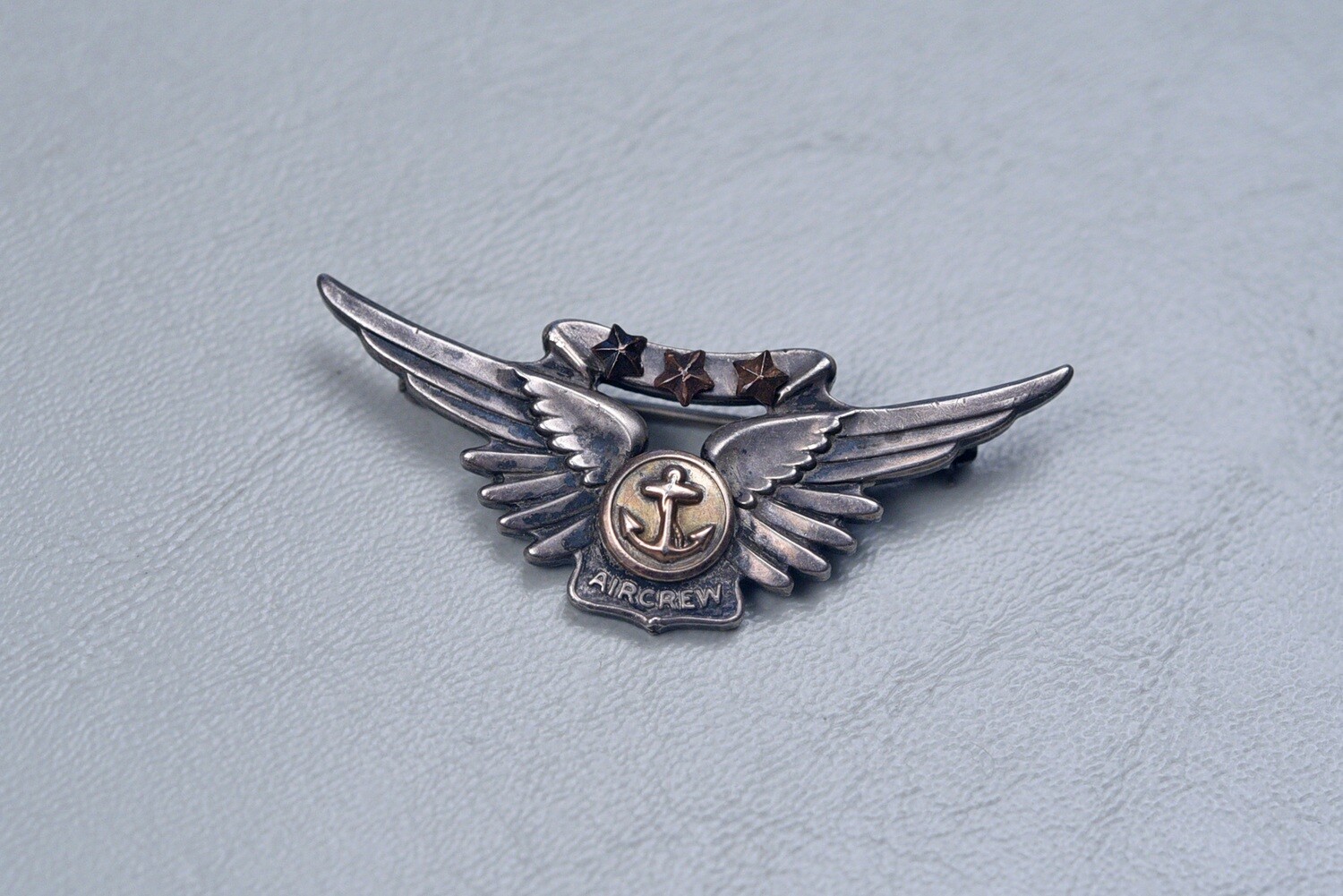 WWII U.S. NAVY/MARINE CORPS AIR CREW WING BY AMICO - PIN BACK, STERLING