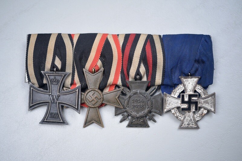 WWI GERMAN 1914 IRON CROSS 4-PLACE MEDAL BAR