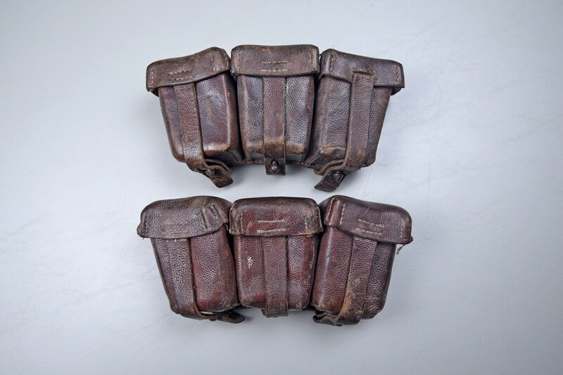 WWI GERMAN G98 CARTRIDGE BOX PAIR - DATED 1915/1916 WWI GERMAN G98 CARTRIDGE BOX PAIR - DATED 1915/1916