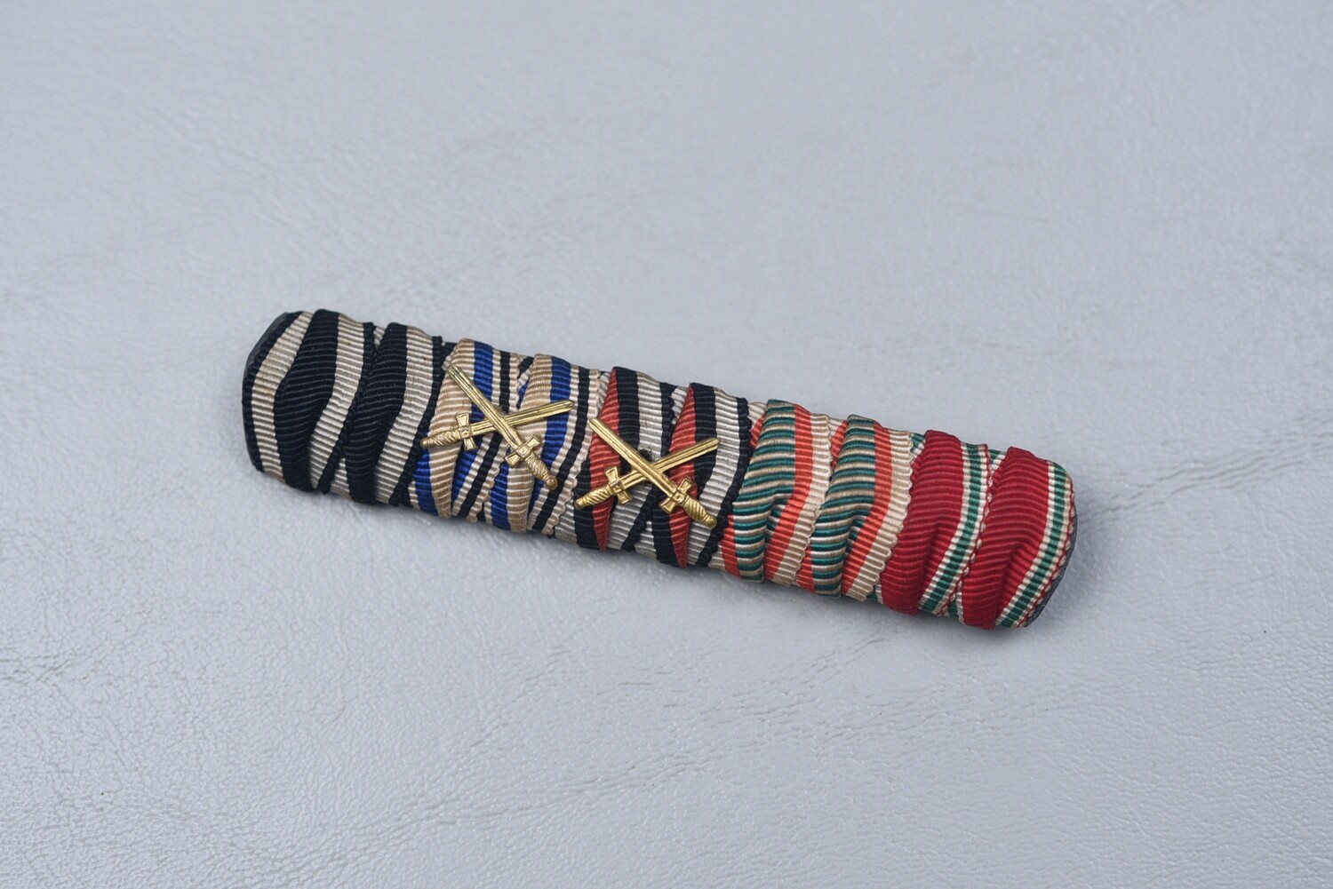WWI IMPERIAL GERMAN BAVARIAN 6-PLACE RIBBON BAR w/DOUBLE DRAPED RIBBONS