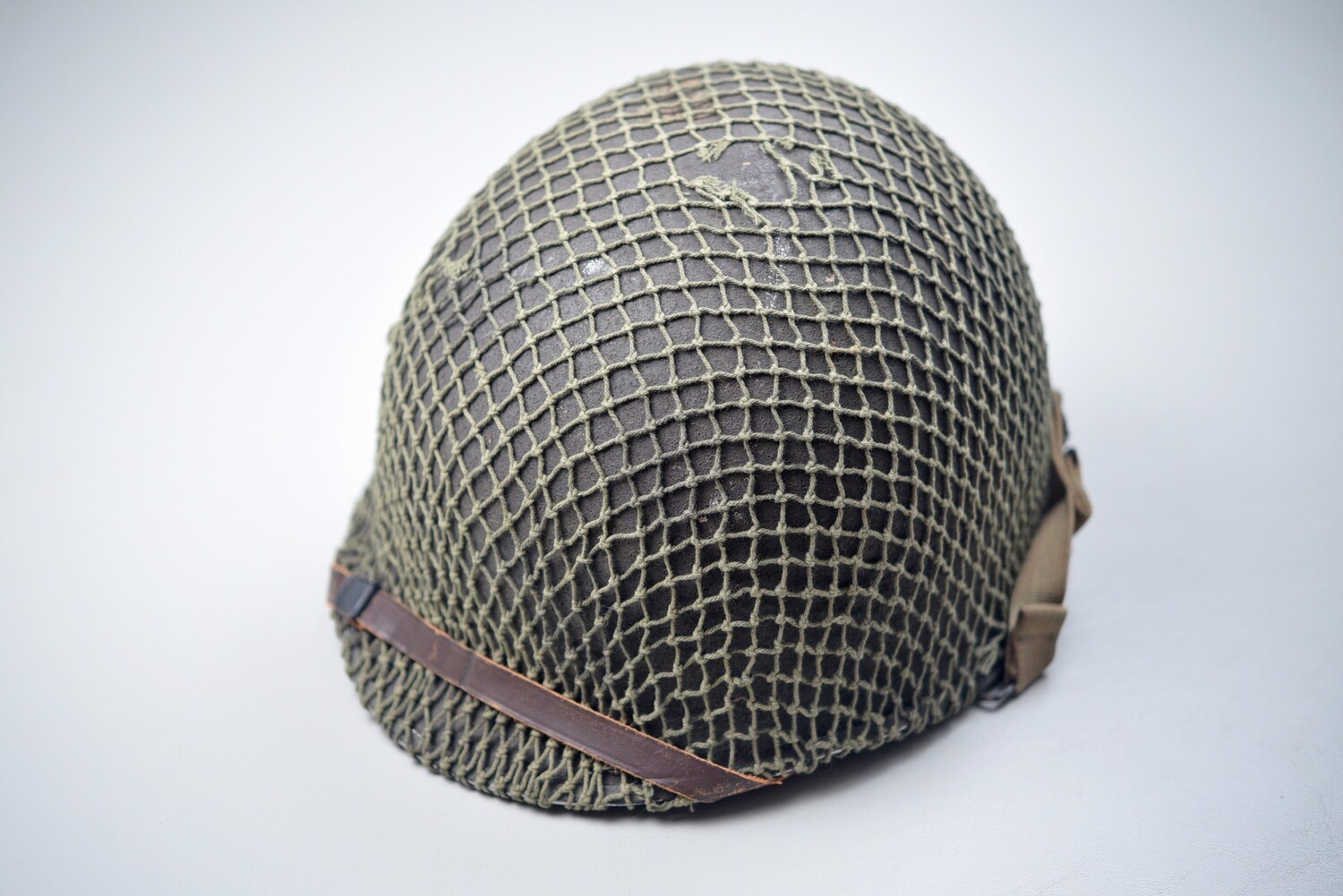 WWII U.S. M1 STEEL HELMET w/INVASION NET - COMPLETE