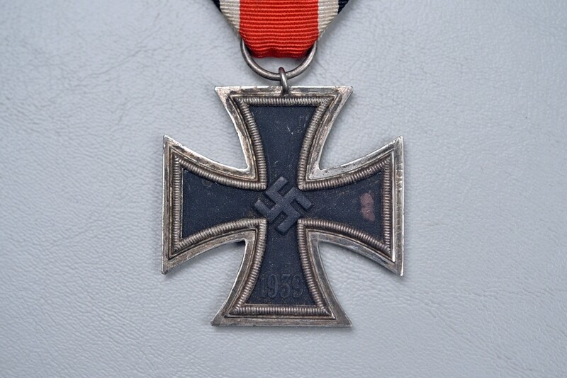 WWII GERMAN 1939 IRON CROSS 2nd CLASS ON LONG RIBBON BY ANTON SCHENKL