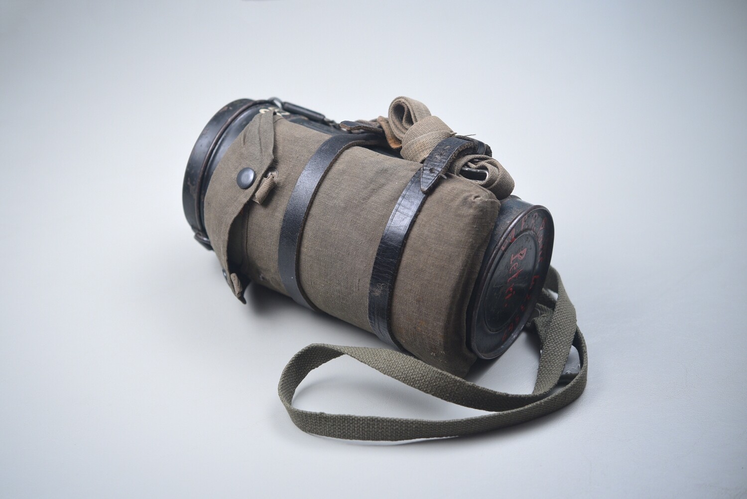 WWII GERMAN M38 LUFTWAFFE GAS MASK w/GAS CAPE &amp; CAPTURE PAPER