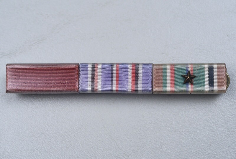 WWII U.S. NAVY GOOD CONDUCT MEDAL 3-PLACE RIBBON BAR - ½ INCH RIBBONS