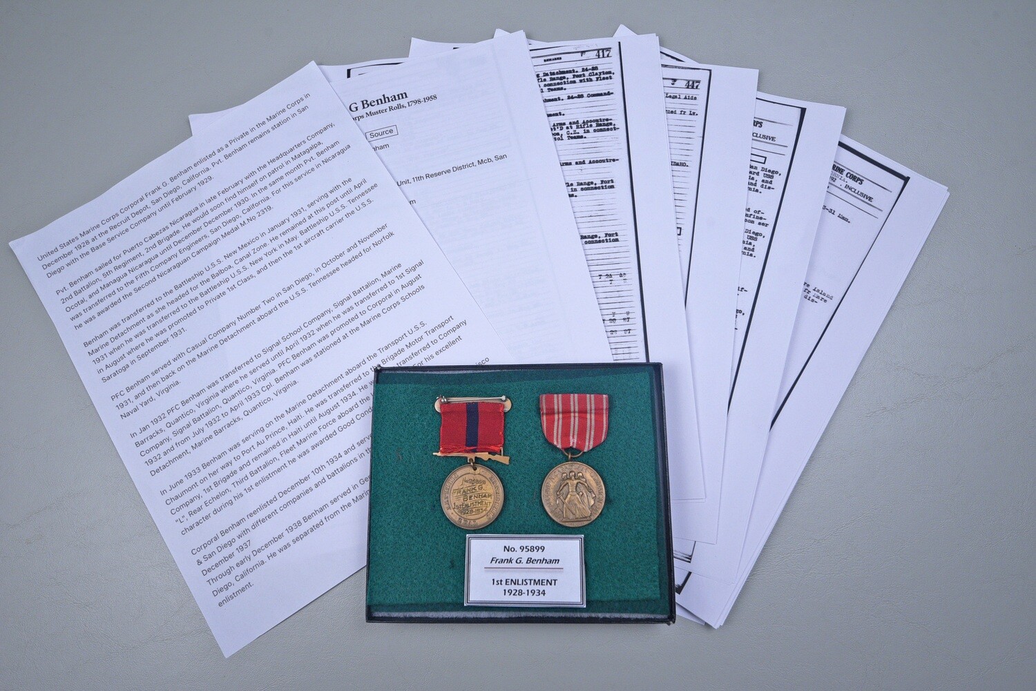 pre-WWII U.S. MARINE CORPS MEDAL PAIR TO NICARAGUAN VETERAN w/RESEARCH