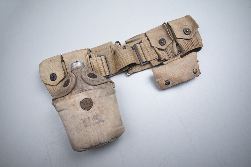 WWI U.S. MODEL 1910 DISMOUNTED CARTRIDGE BELT RIG W/CANTEEN &amp; FIRST AID CARRIER