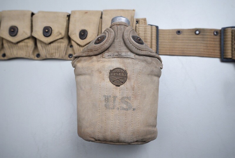 WWI U.S. MODEL 1910 DISMOUNTED CARTRIDGE BELT RIG W/CANTEEN & FIRST AID CARRIER