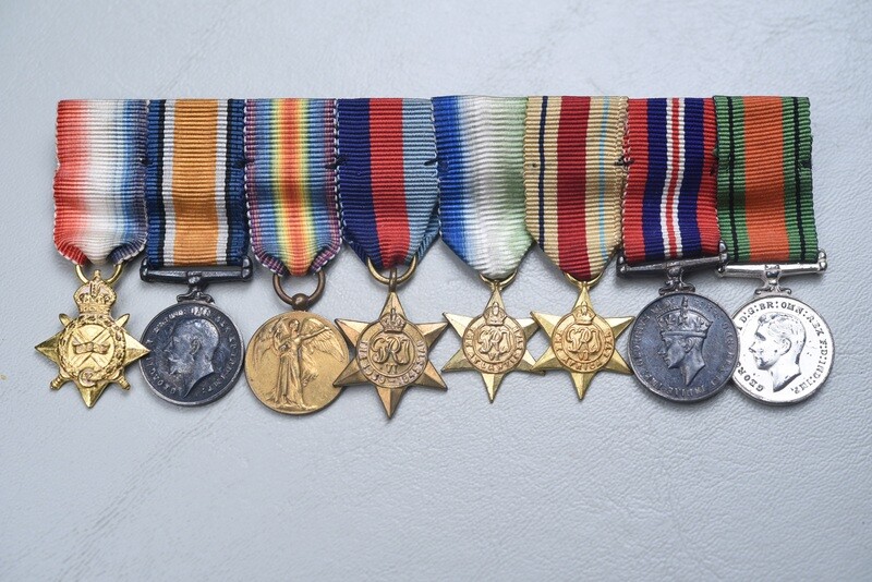 WWI/WWI BRITISH 8-PLACE MINIATURE MEDAL BAR