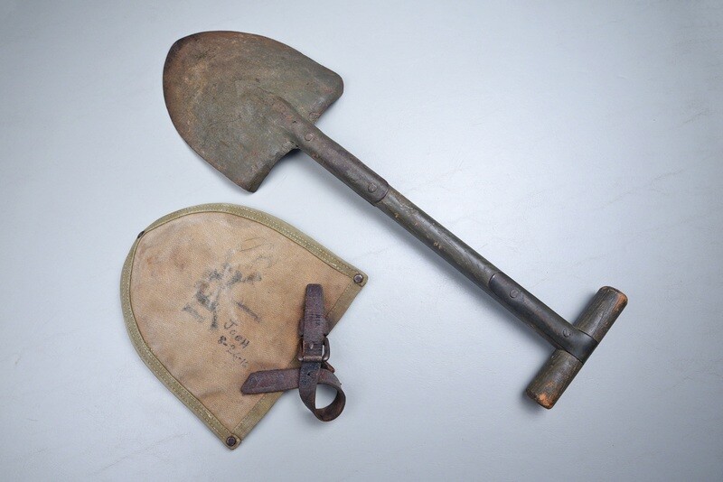 PRE - WWI U.S. M1910 ‘T’ HANDLE SHOVEL w/1909 DATED CARRIER