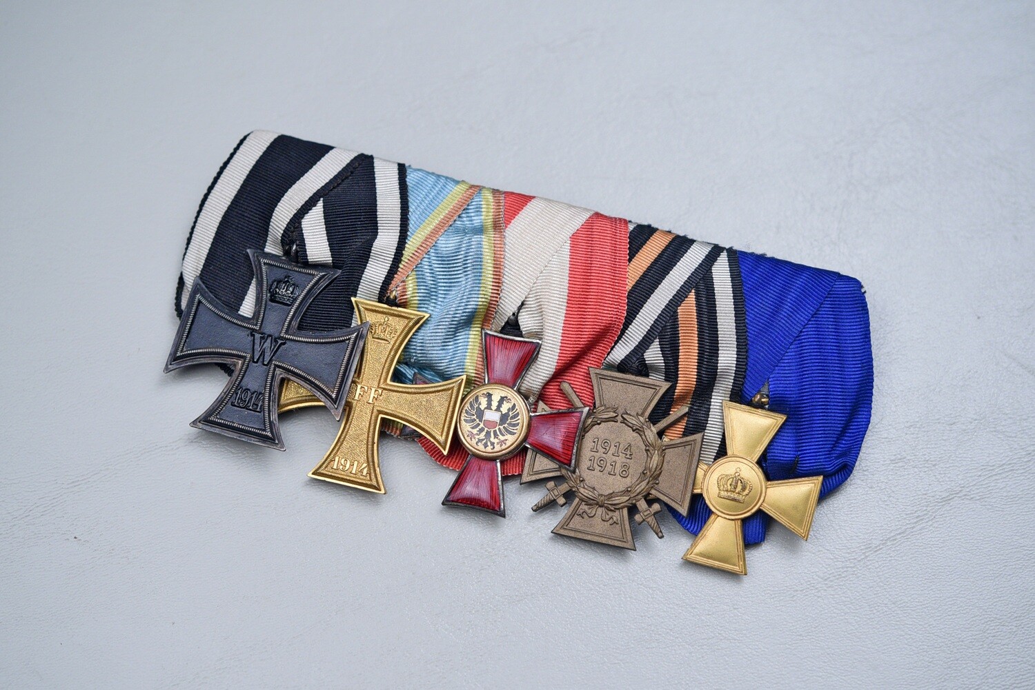 WWI GERMAN 1914 IRON CROSS/HAMBURG HANSEATIC CROSS 5-PLACE MEDAL BAR
