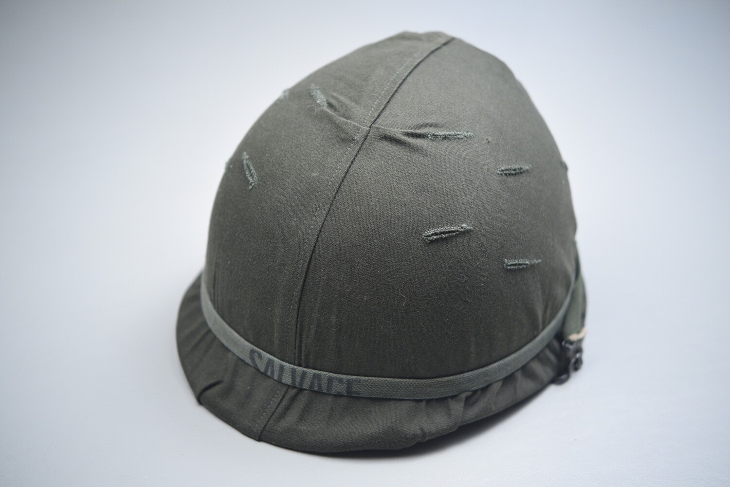 VIETNAM WAR U.S. M1 HELMET w/EARLY GREEN COVER &amp; BAND