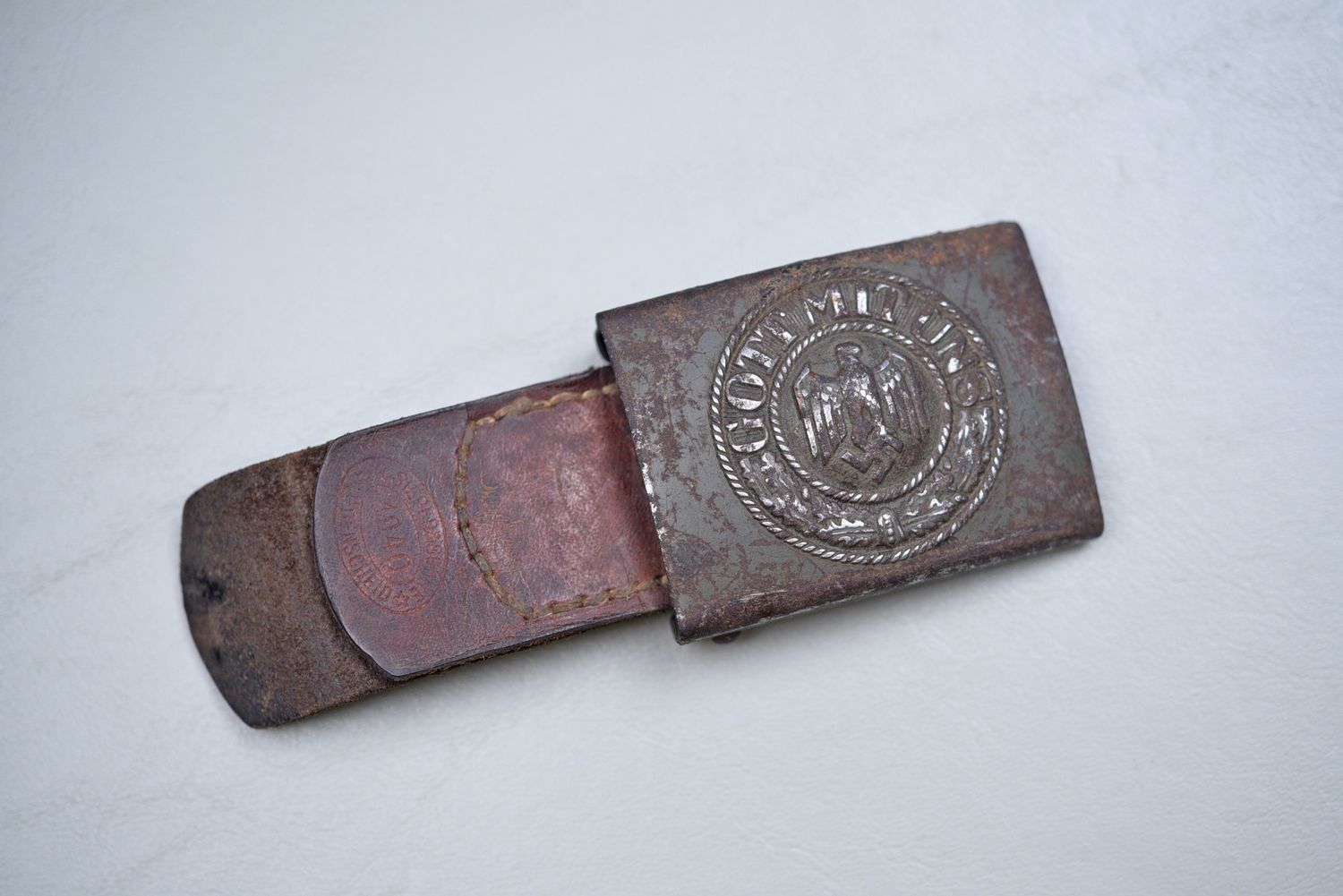 WWII GERMAN ARMY ENLISTED BELT BUCKLE w/TAB - DATED 1940