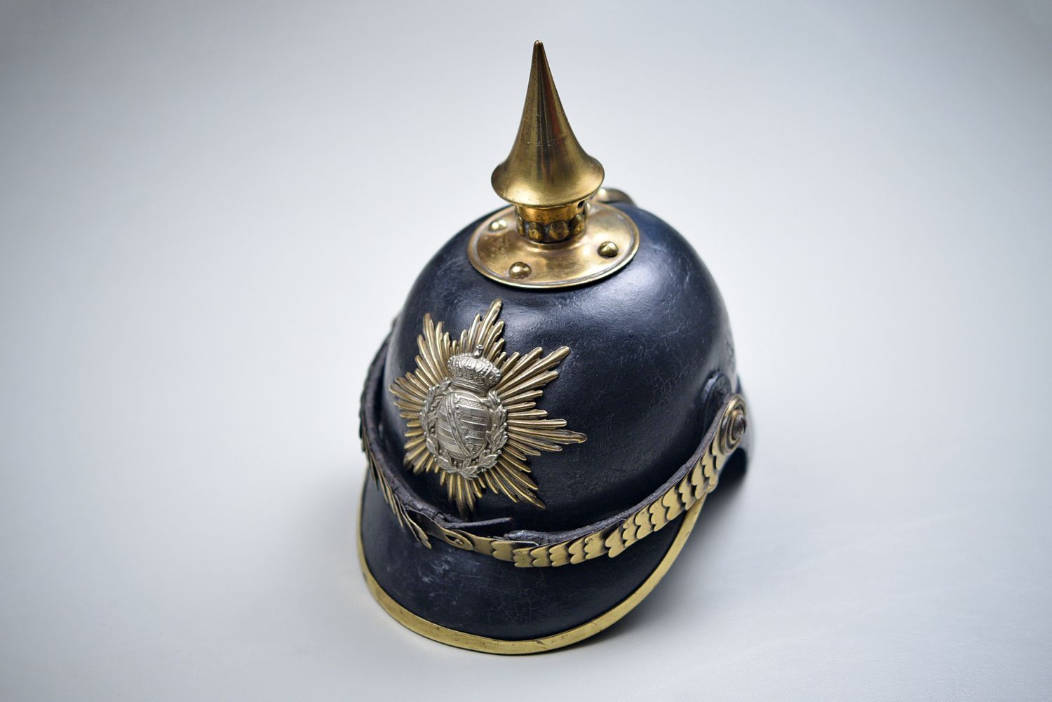 pre-WWI GERMAN MODEL 1871 SAXON SPIKED HELMET - COMPLETE &amp; EXCELLENT
