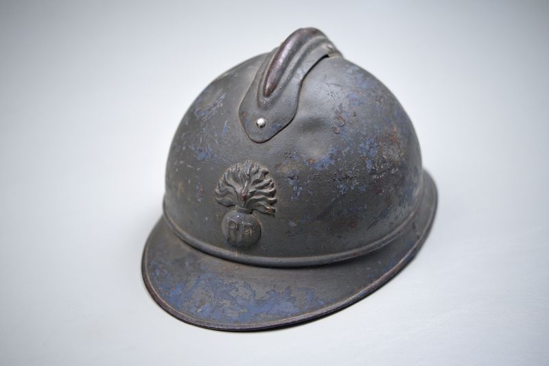 WWI FRENCH MODEL 1915 ADRIAN HELMET w/FULL LINER & STRAP WWI FRENCH MODEL 1915 ADRIAN HELMET w/FULL LINER & STRAP