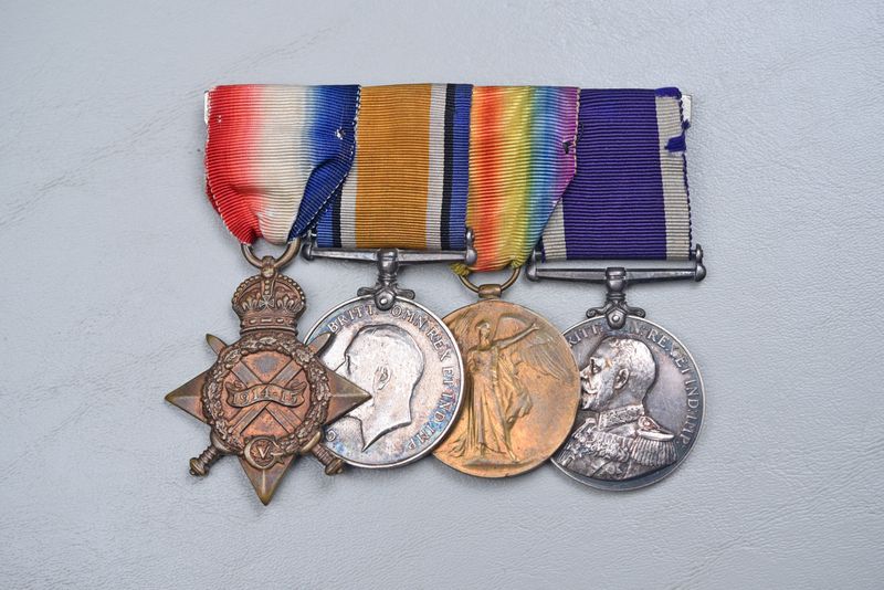 WWI BRITISH 1914-15 STAR 4-PLACE MEDAL GROUP TO ROYAL NAVY