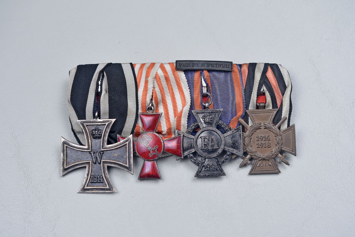 WWI GERMAN 1914 IRON CROSS/FRIEDRICH AUGUST CROSS 4-PLACE MEDAL BAR