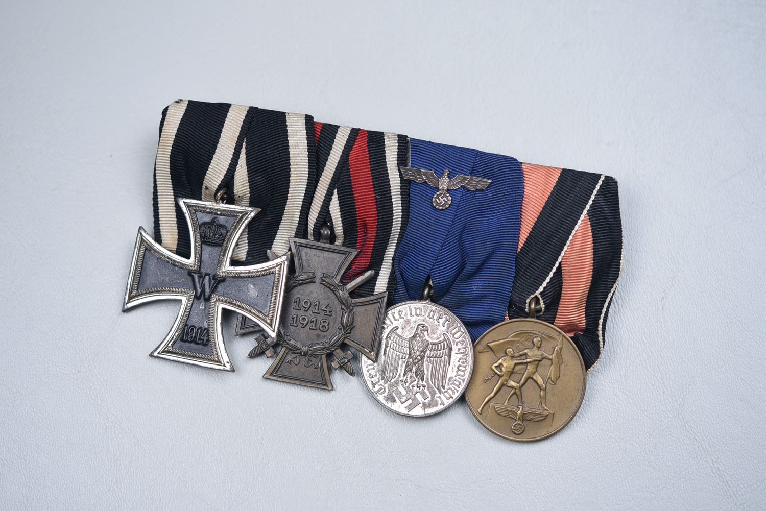 WWI GERMAN 1914 IRON CROSS/ANSCHLUSS MEDAL 4-PLACE MEDAL BAR