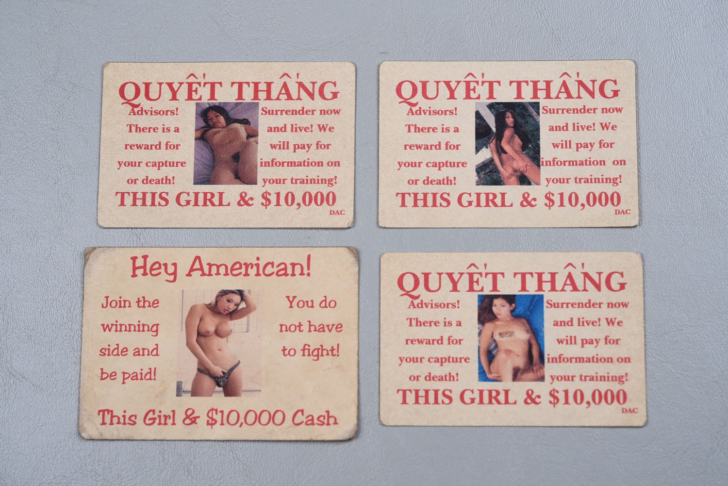 VIETNAM WAR NVA SURRENDER/DEFECTION CARDS - LOT OF 4