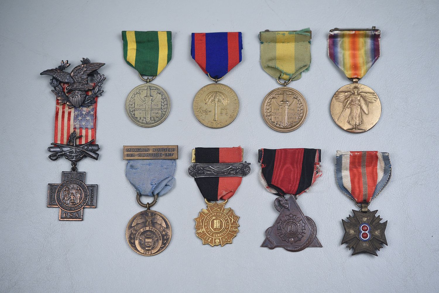 SPANISH AMERICAN WAR/FIRST WORLD WAR VETERAN’S 9-CAMPAIGN MEDAL GROUP