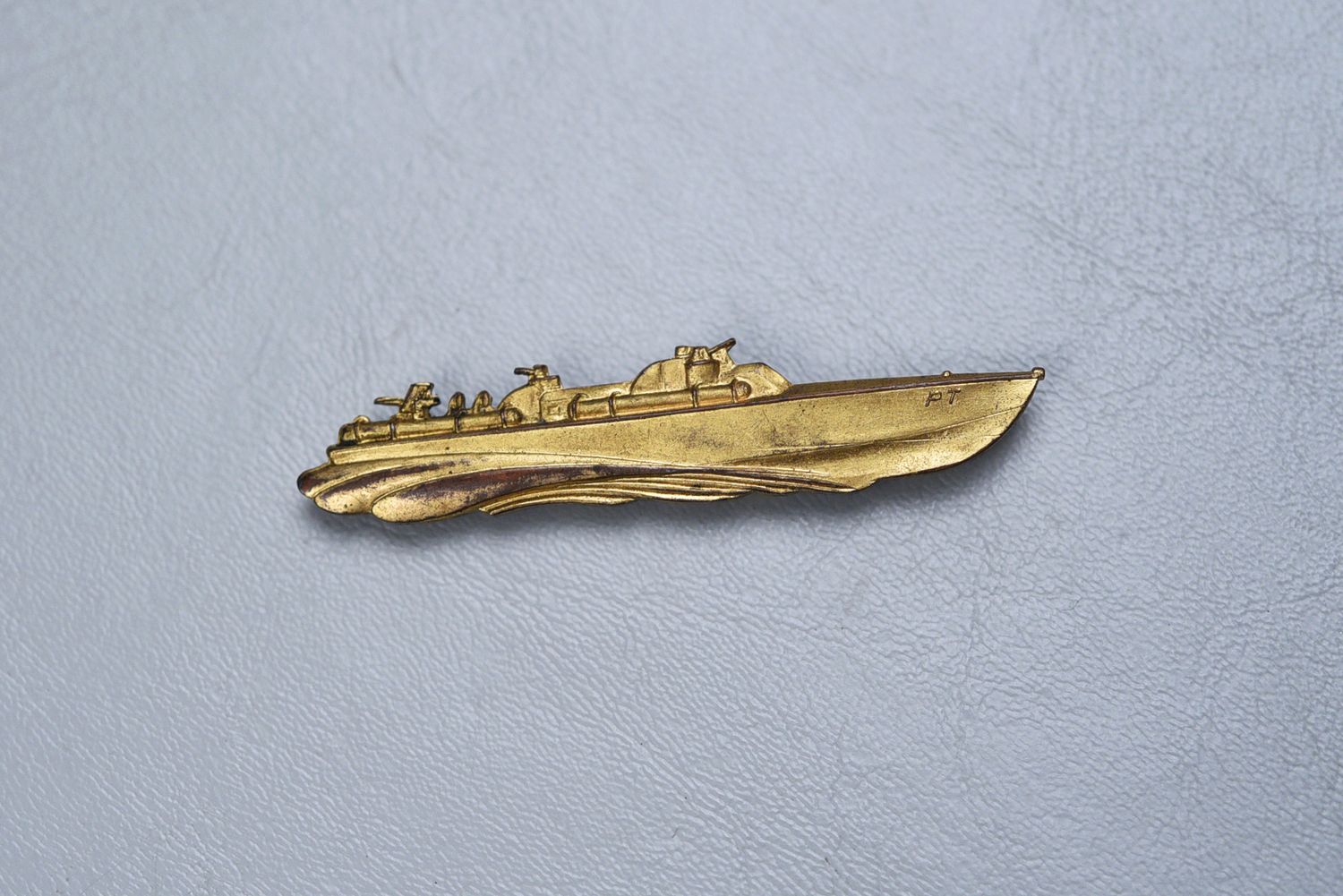 WWII U.S. NAVY PT BOAT BADGE BY ELCO - 100% GILT FINISH, PIN BACK