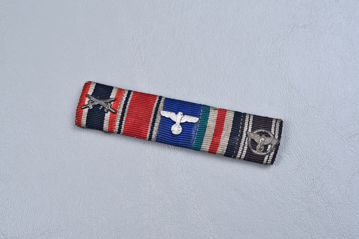 WWII GERMAN 1939 WAR MERIT CROSS 5-PLACE RIBBON BAR w/AK RIBBON