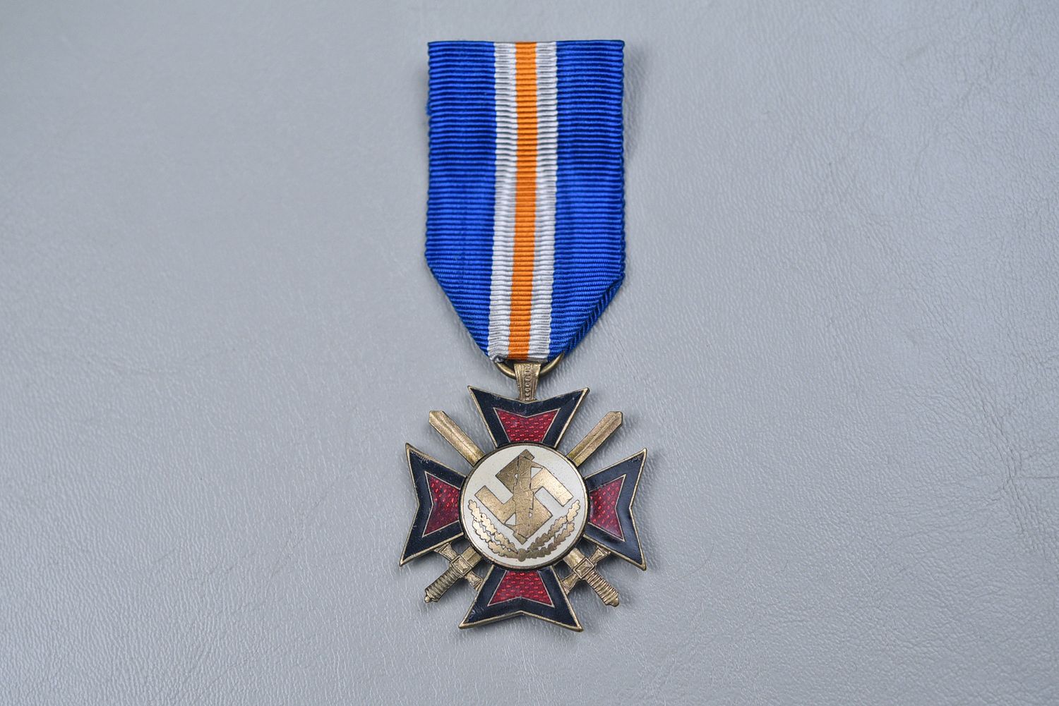 WWII GERMAN/DUTCH &#39;MUSSERT&#39; CROSS w/SWORDS ON ORIGINAL RIBBON