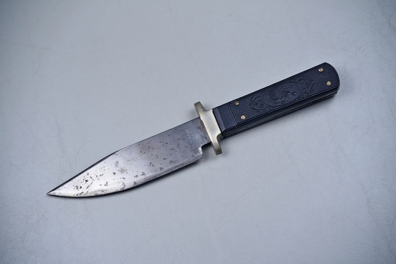 CIVIL WAR FIGHTING KNIFE BY ROGERS, SHEFFIELD w/LADY LIBERTY GUTTA PERCHA HANDLE