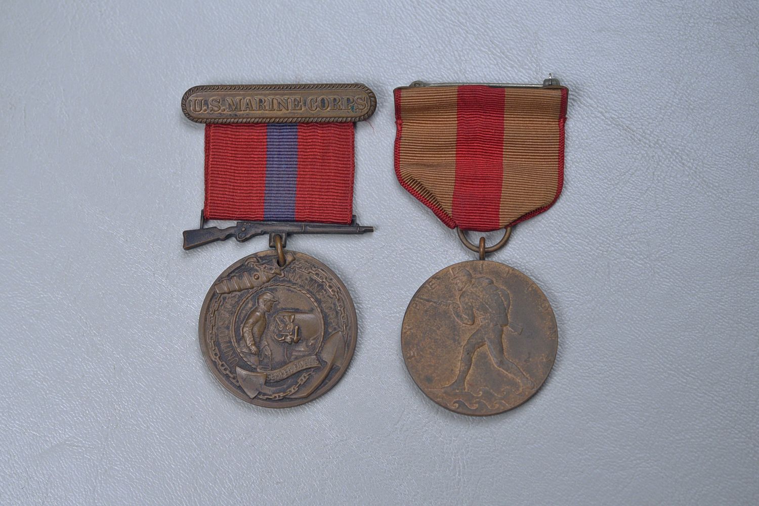 WWI U.S. MARINE CORPS GOOD CONDUCT MEDAL &amp; EXPEDITIONARY MEDAL PAIR - NUMBERED