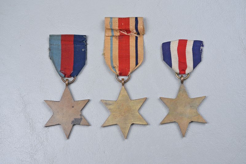WWII BRITISH 1939/AFRICA – 1st ARMY/FRANCE & GERMANY STAR MEDAL GROUP