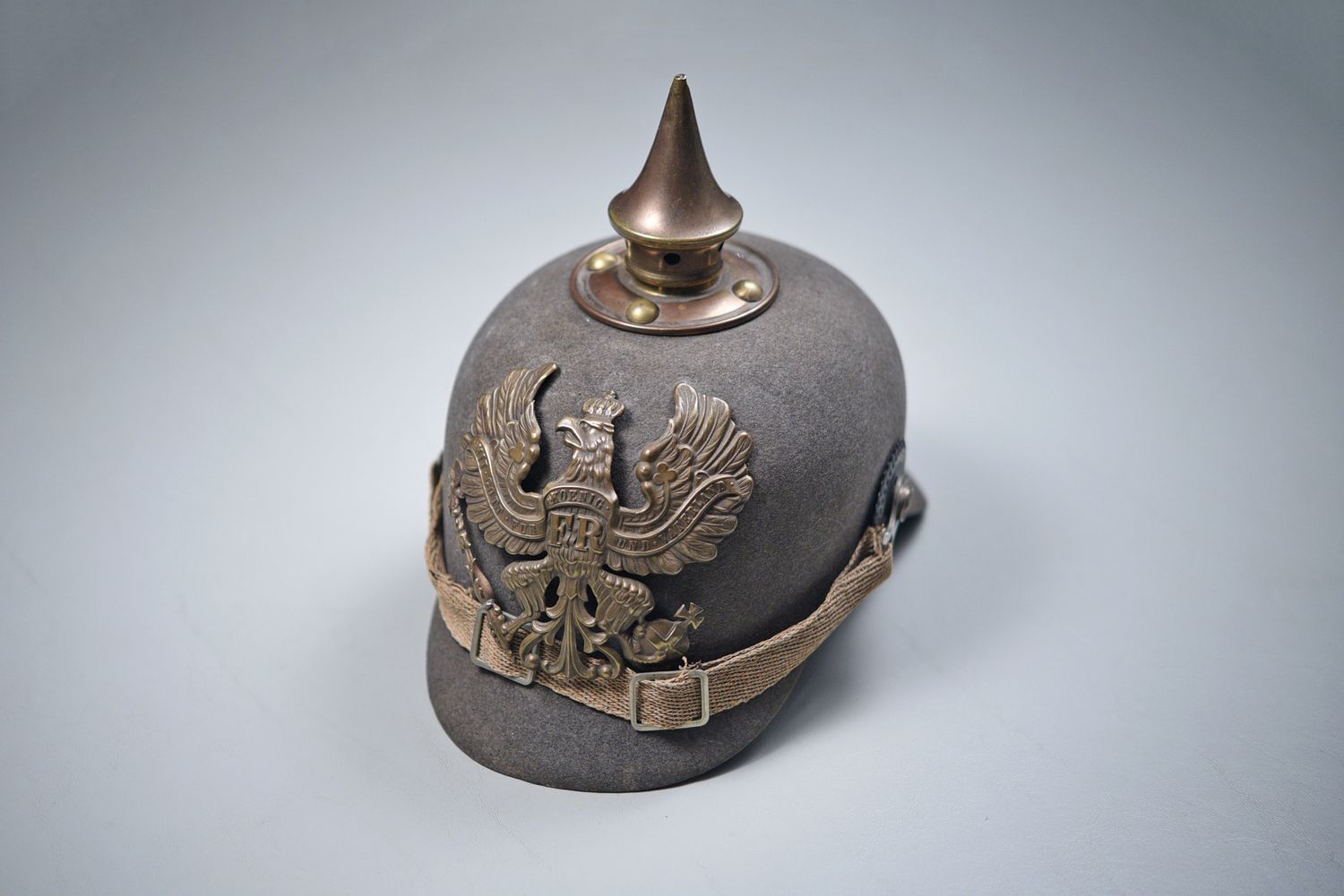 WWII GERMAN PRUSSIAN ERSATZ PICKELHAUBE IN FELT w/BRASS FITTINGS