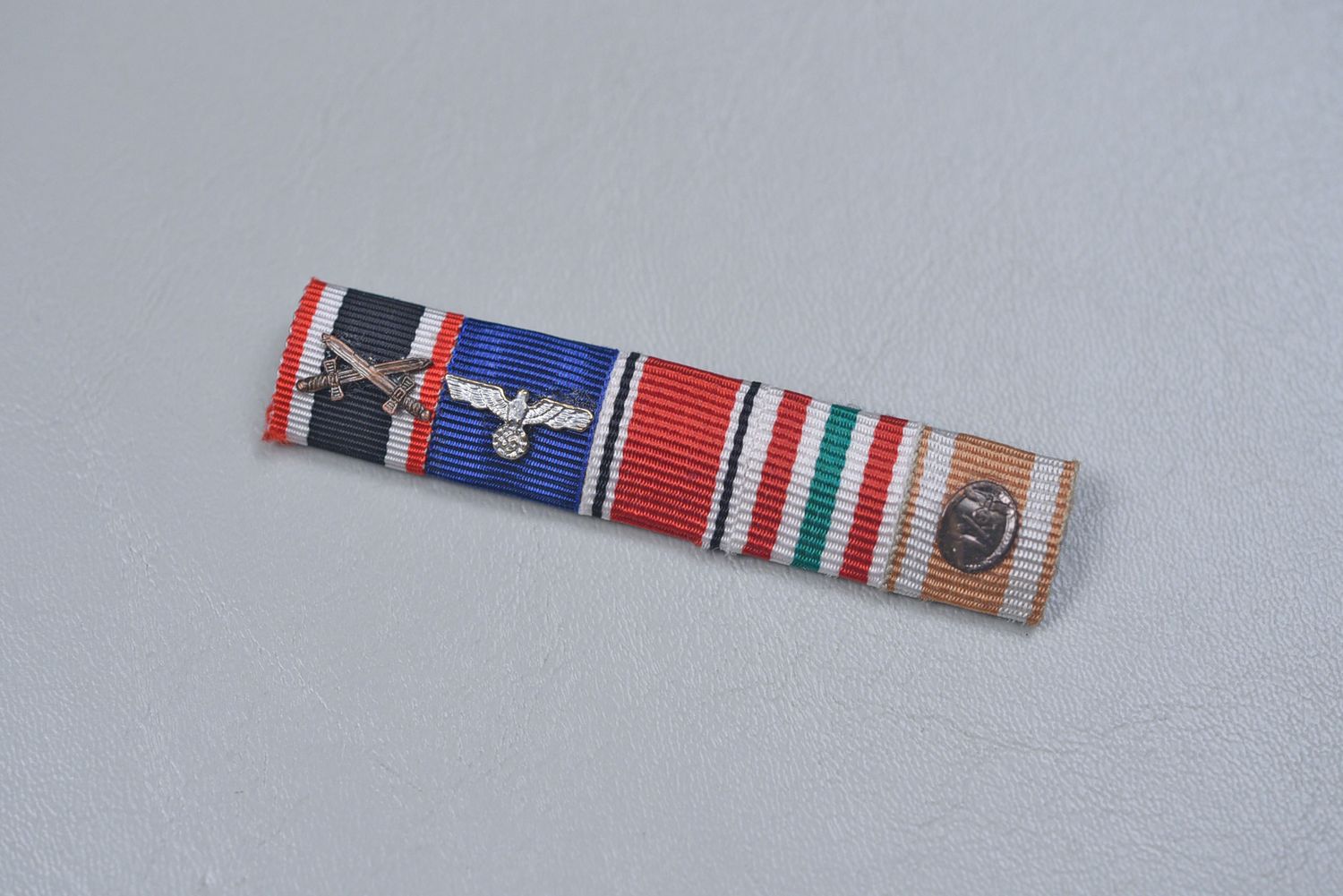 WWII GERMAN 1939 WAR SERVICE CROSS 5-PLACE RIBBON BAR W/MEMELLANDES MEDAL