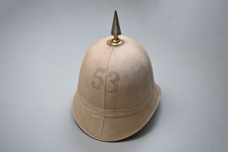 SPANISH AMERICAN WAR MODEL 1880 PITH HELMET - UNIT MARKED SPANISH AMERICAN WAR MODEL 1880 PITH HELMET - UNIT MARKED